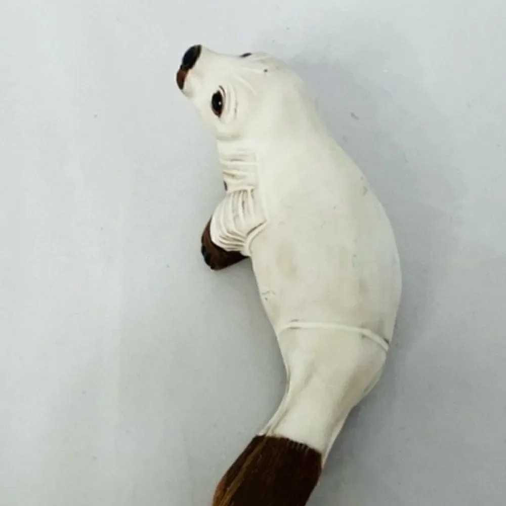 Vintage Casals Peruvian Seal Terracotta Clay Figurine Painted White Excellent co